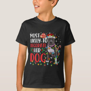 T-shirt Très Probable De Décorer Sa Famille Pitbul Christm