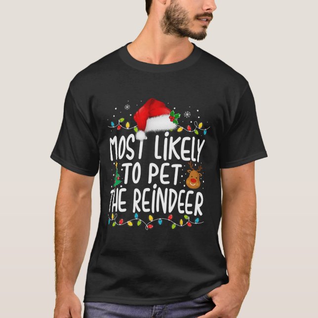 T-shirt Très Probable De Pet La Famille De Noël Reindeer P (Devant)