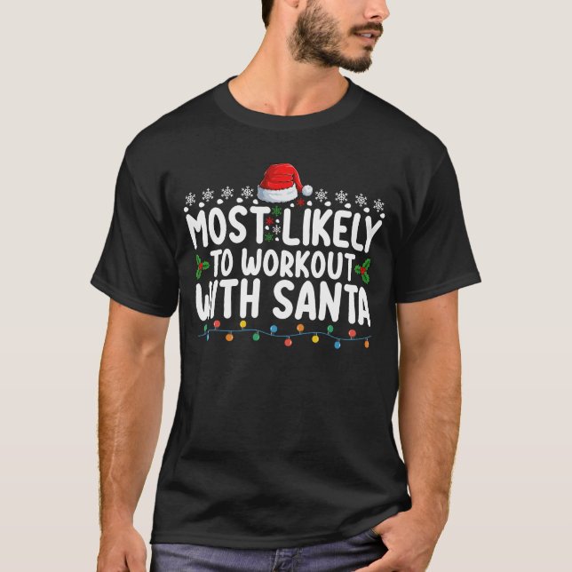 T-shirt Très Probable De S'Entraîner Avec Père Noël Gym Ch (Devant)