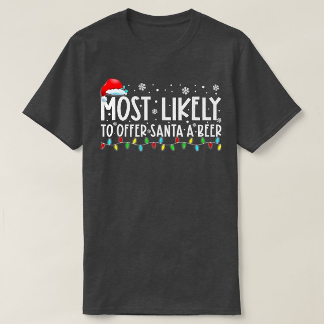 T-shirt Très Probable d'offrir à Père Noël une bière drôle (Design devant)