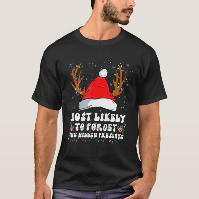 T-shirt Très Probable D'Oublier Caché Drôle Noël Tee F (Devant)