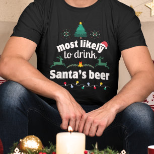 T-shirt Très susceptible de boire la bière de Père Noël No