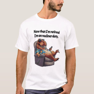 T-shirt Trex assis sur la chaise inclinable tenant la télé