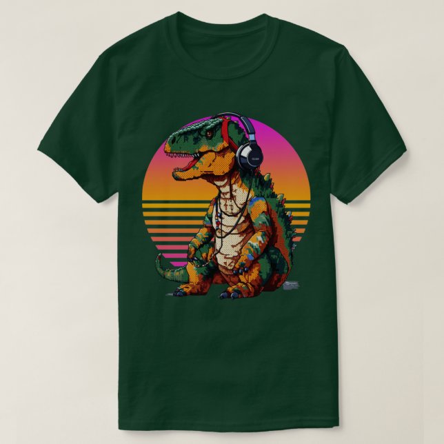 T-shirt Trex avec casque rétro art4 (Design devant)