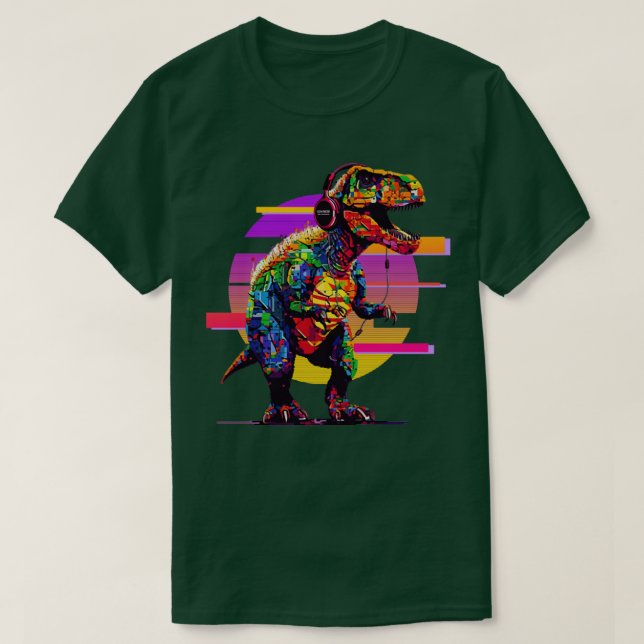 T-shirt Trex avec casque rétro art7 (Design devant)