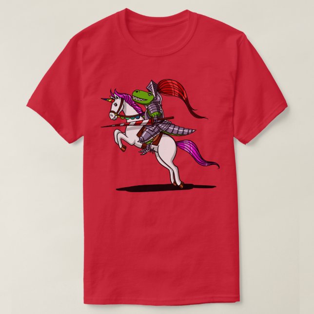 T-shirt TRex Dinosaur Chevalier équitation Unicorn (Design devant)