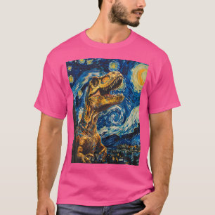 T-shirt Trex Dinosaur Dino - Style Van Gogh - Nuit étoilée