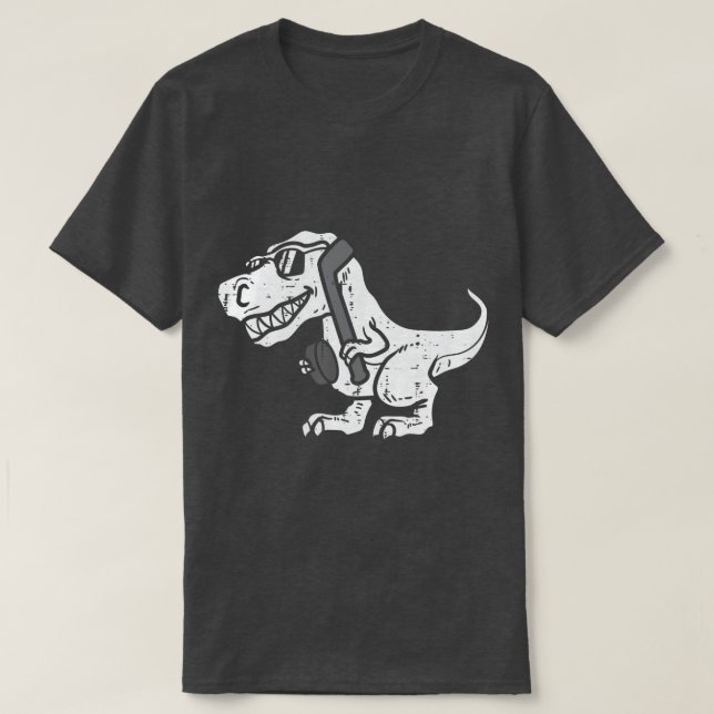T-shirt Trex Dinosaur Joueur de hockey sur glace joli gard (Design devant)
