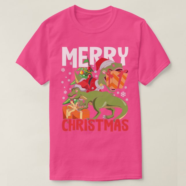 T-shirt Trex Dinosaur Joyeux Noël 1 (Design devant)