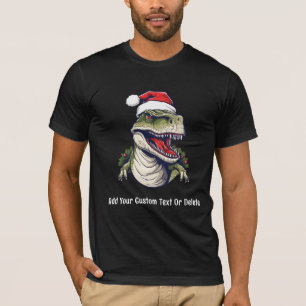T-shirt Trex Dinosaur Santa Hat Noël