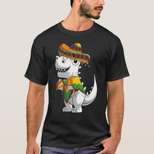 T-shirt Trex Dinosaur Taco Poncho Sombrero Cinco De Mayo F (Devant)