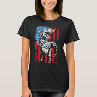 T-shirt Trex Popsicle USA Drapeau drôle 4 juillet Dinosaur