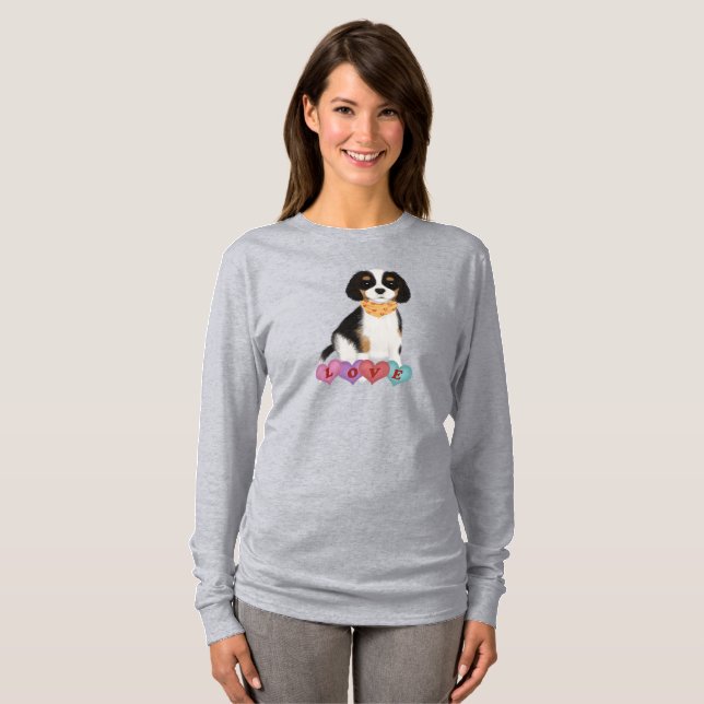 T-shirt Tri Cavalier King Charles Spaniel Valentine   (Devant entier)