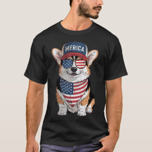 T-shirt Tri Color Corgi 4 juillet nous American Flag Chien