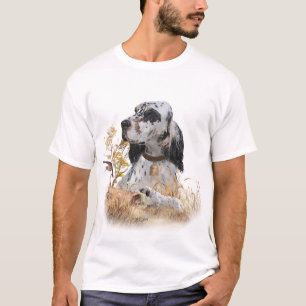 T-shirt Tri Couleur Anglais Setter Art, chasse en bois