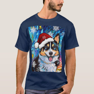 T-shirt Tri Couleur Corgi Père Noël Starry Night Chien Noë
