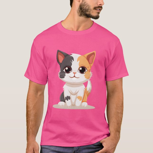T-shirt Tri couleur fille chat (Devant)