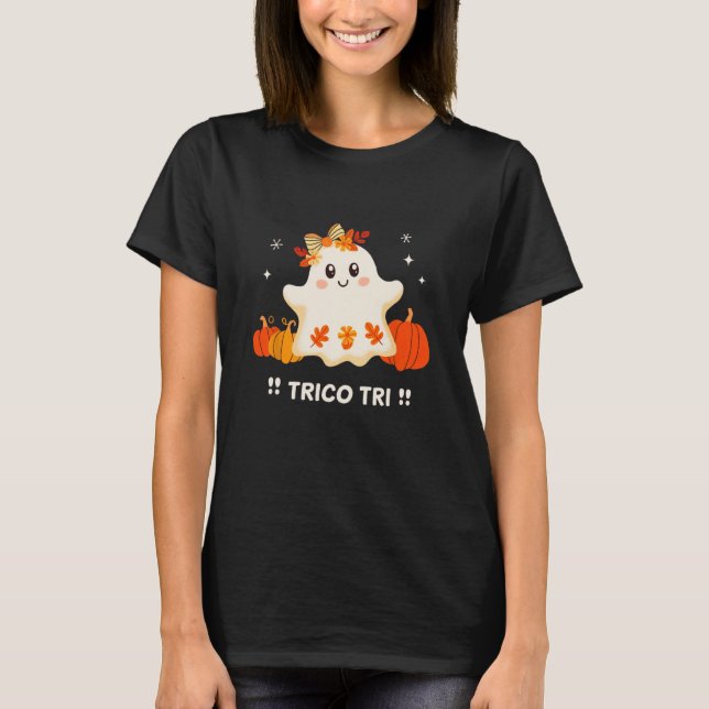 T-shirt Tri Cute Halloween Éffrayant Mexicain Fantôme Span (Devant)