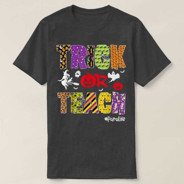 T-shirt Tri Ou Enseigner Para Life Halloween Citrouille Sk (Design devant)
