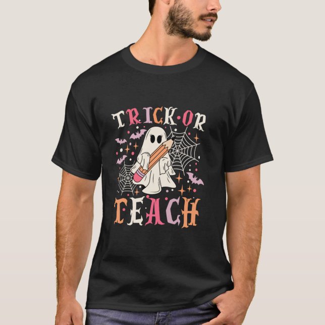 T-shirt Tri Ou Enseigner Retro Enseignant Halloween Retro  (Devant)