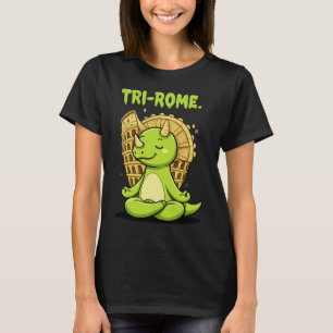T-shirt Tri-Rome Zen Triceratops : Yoga de dinosaure migno