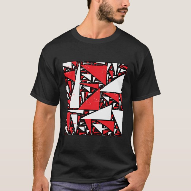 T-shirt Triangle blanc noir mou rouge (Devant)