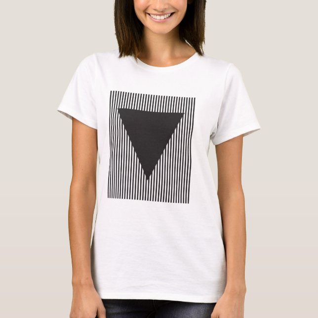 T-shirt Triangle Inversé sur Fond Rayé (Devant)