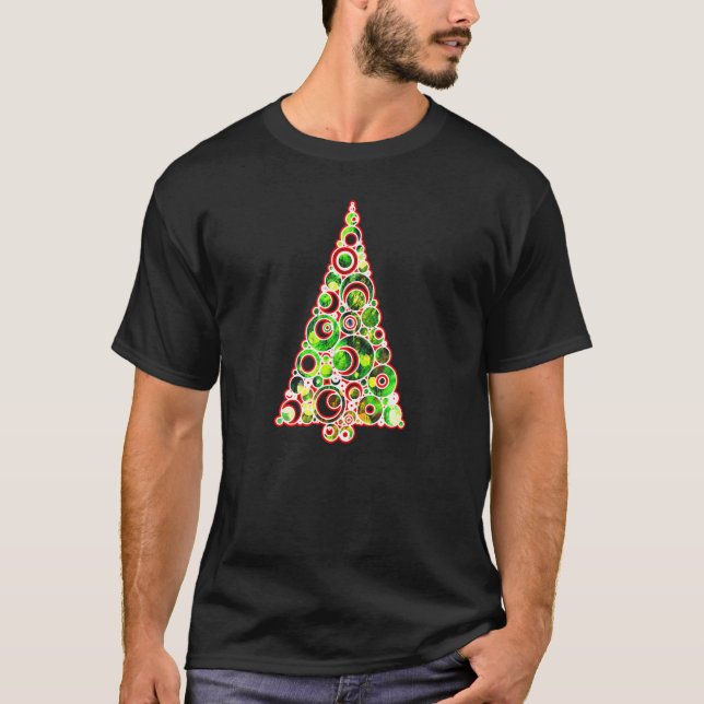 T-shirt Triangle moderne arbre de Noël des cercles 4 venti (Devant)