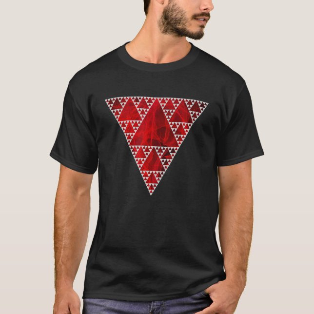 T-shirt Triangle Sierpinski flamme rouge moderne géométrie (Devant)