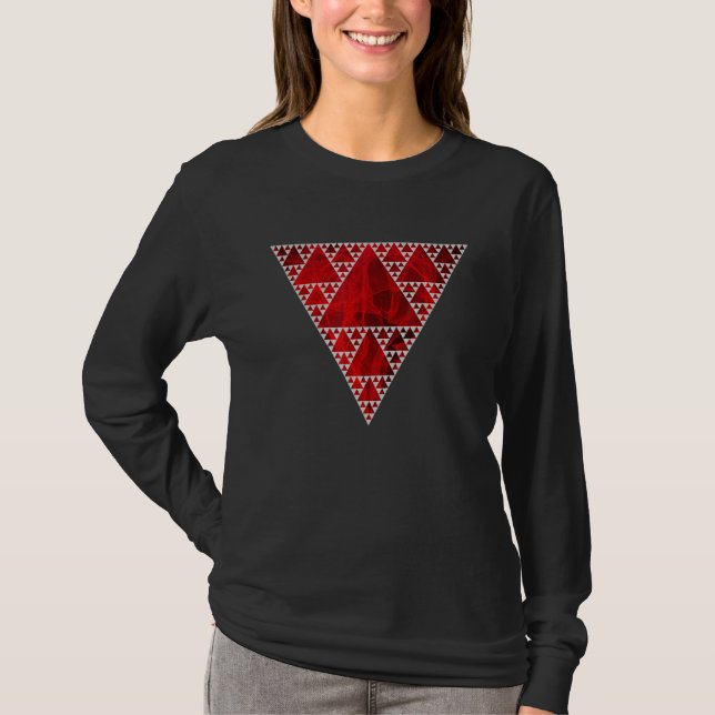 T-shirt Triangle Sierpinski flamme rouge moderne géométrie (Devant)