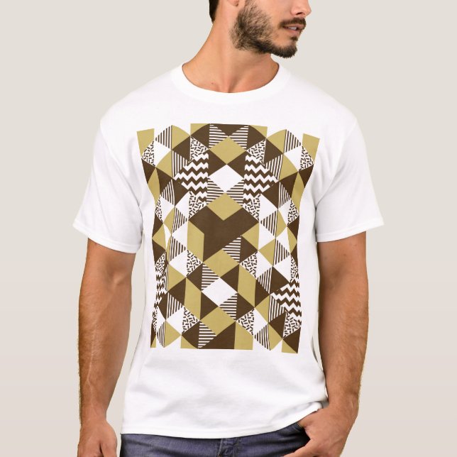 T-shirt Triangle transparent : mode doré géométrique. (Devant)
