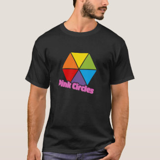 T-shirt Triangles colorés avec Cercles roses Texte