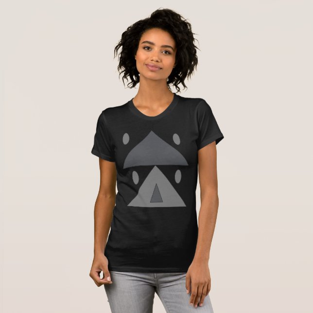 T-shirt Triangles Motifs géométriques Ovales gris noir Fun (Devant entier)