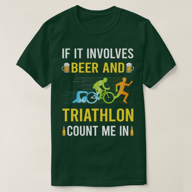 T-shirt Triathlète Bière Et Triathlon (Design devant)