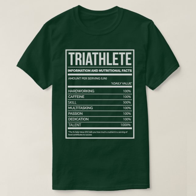 T-shirt Triathlète Funny Triathlon Étiquette nutritionnel  (Design devant)