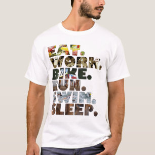 T-shirt Triathlete mangent la vie quotidienne de sommeil