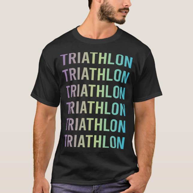 T-shirt Triathlète Triathlon Bleu Violet (Devant)