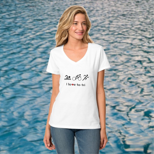 T-shirt Triathlon aime les trois pictogrammes (Créateur téléchargé)