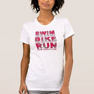 T-shirt Triathlon - Baignade, Vélo, Course, Drôle Triath