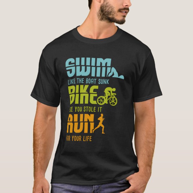 T-shirt Triathlon Compétiteur I Triathlète I Swim Bike Run (Devant)