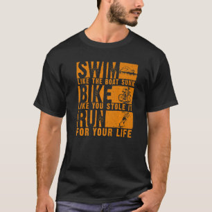 T-shirt Triathlon cool Pour Hommes Femmes Bateau Swim Vélo