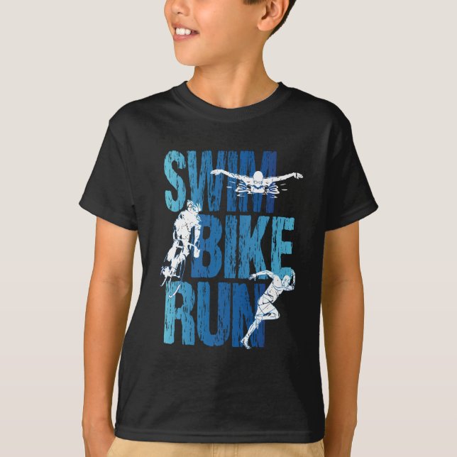 T-shirt Triathlon - Course à vélo de natation (Devant)