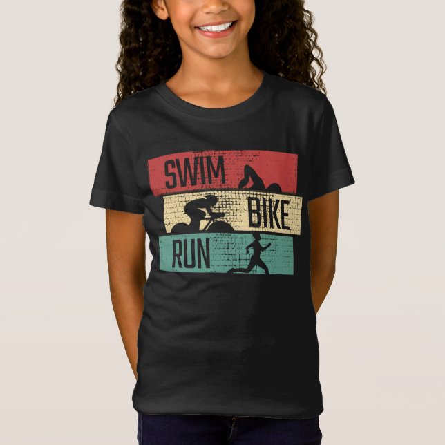 T-Shirt Triathlon - Course à vélo de natation (Devant)