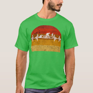 T-shirt Triathlon Heartbeat Retro Vintage Grunge