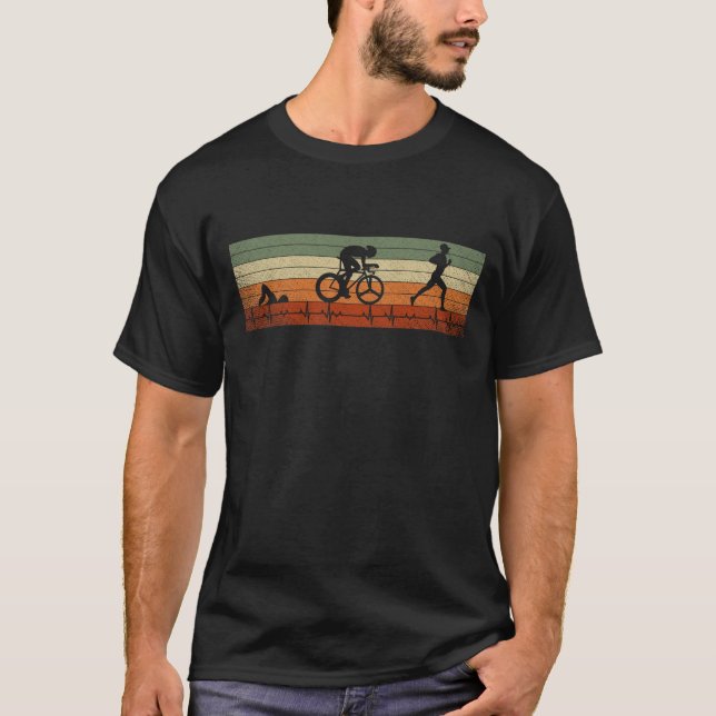 T-shirt Triathlon Heartbeat Swimming Cycling Athle (Devant)