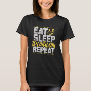 T-shirt Triathlon Mange Sommeil Répétez le cyclisme Courir