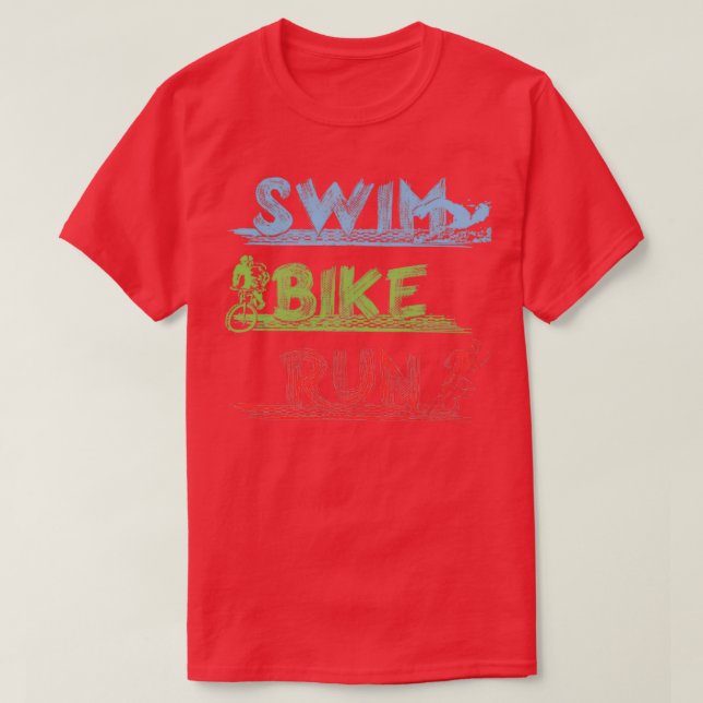 T-shirt Triathlon Swim Bike Run Triathlète 76 (Design devant)