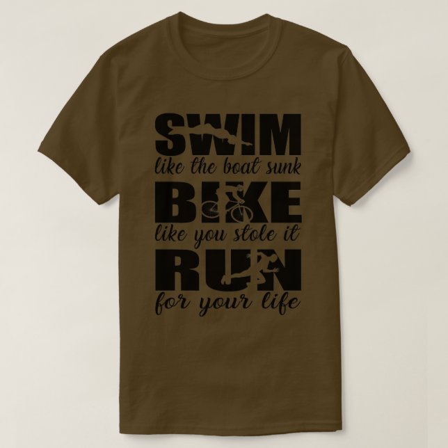 T-shirt Triathlon Swim Bike Run Triathlète 87 (Design devant)