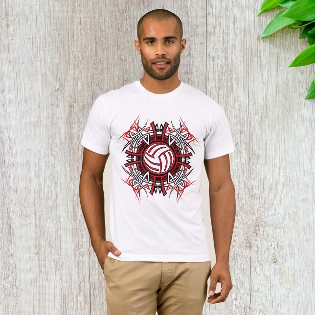 T-shirt Tribal de volleyball Mandala Sports rouges et noir (Créateur téléchargé)