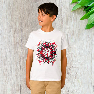T-shirt Tribal de volleyball Mandala Sports rouges et noir